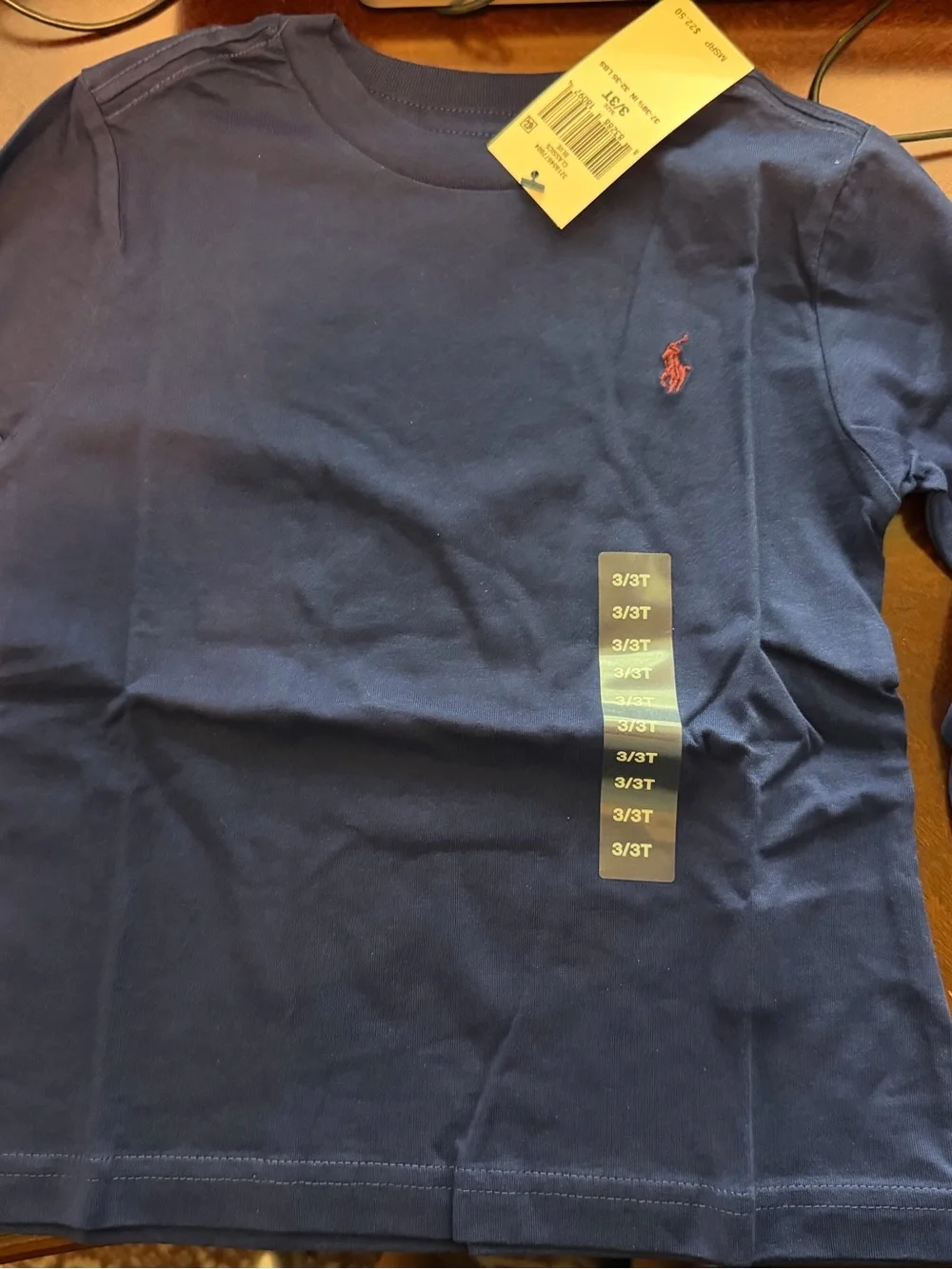 TWO Boys Ralph Lauren Navy and Red Tee with Pony Embroidery